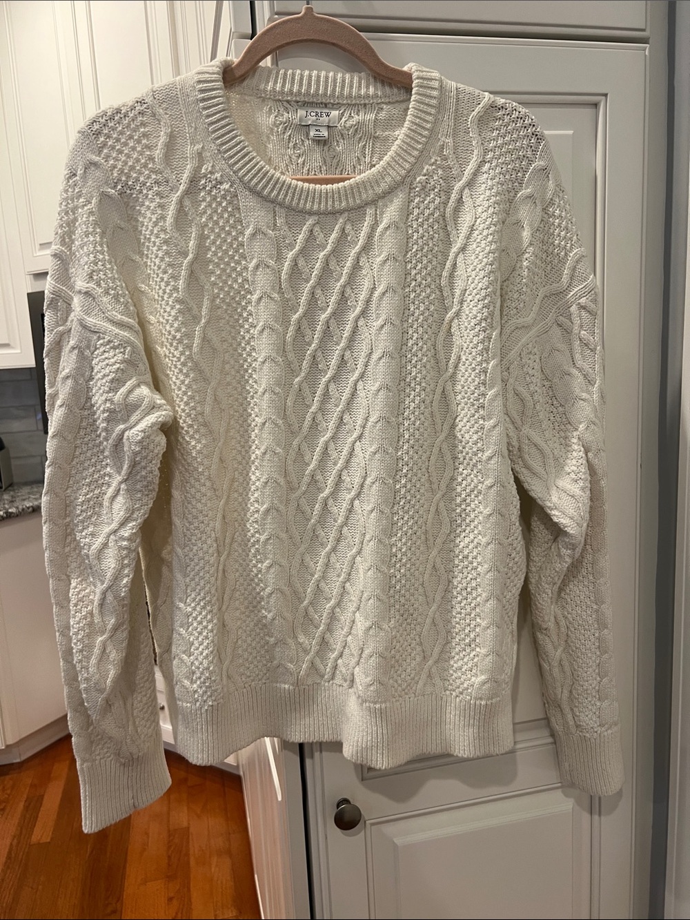 J. Crew Cream Cable Knit Crewneck Sweater